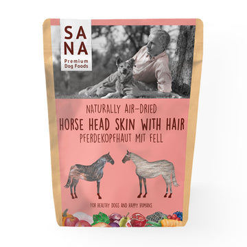Peau de tête de cheval avec poils